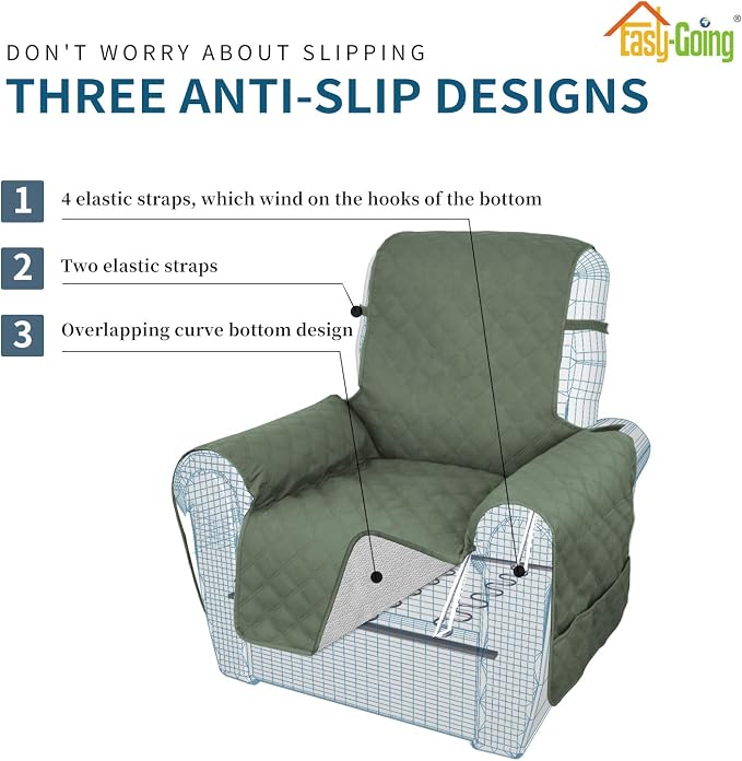 Easy-Going Sofa Slipcover Waterproof Recliner Chair Cover Non-Slip Fabric Couch - Image 3