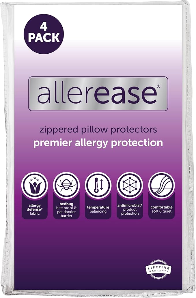 Set of 4 Standard/Queen AllerEase Pillow Protectors by AllerEase