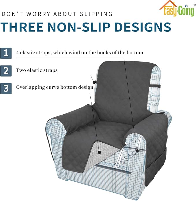Easy-Going Sofa Slipcover Waterproof Recliner Chair Cover Non-Slip Fabric Couch - Image 3