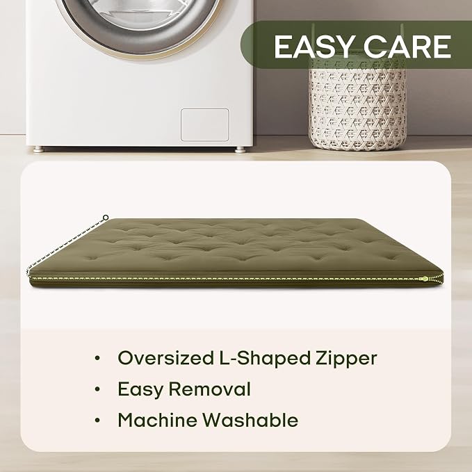 ZonLi Japanese Floor Futon Mattress Twin Size 75"x 39", 100% Cotton Cover 2.5'' - Image 7