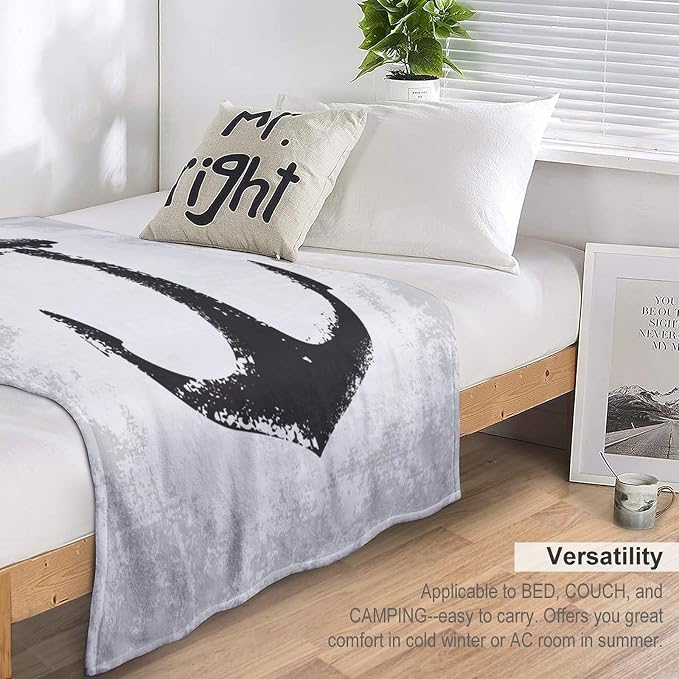 Nautical Anchor Blanket Modern Abstract Light Grey Black Anchor Art Print Soft - Image 3