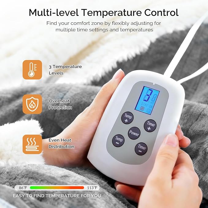 Heated Blanket Electric Blanket Twin 62"x84" Fast Heating Electric Blanket - Image 3
