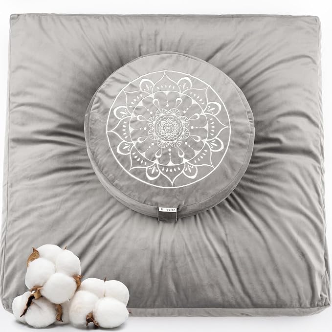 Hihealer Meditation Cushion, Traditional Tibetan Meditation Pillow Velvet Cover by HIhealer