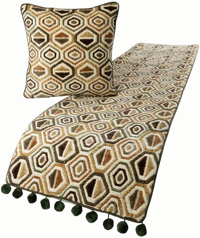 The HomeCentric Beige Bed Runner, CA King Size 86"x18" Decorative Bed Runner by TheHomeCentric