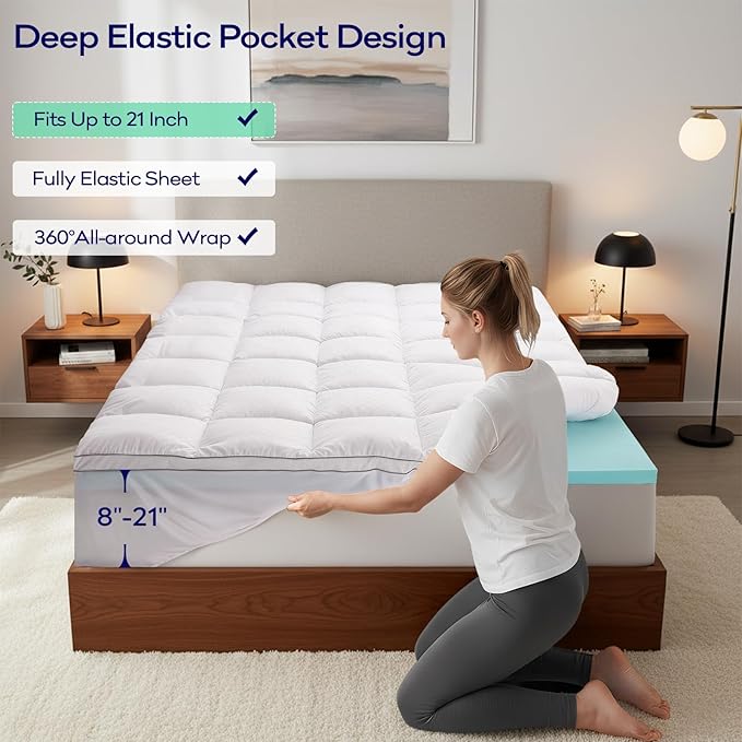 OLANLY Dual-Layer 4 Inch Twin XL Size Memory Foam Mattress Topper - Image 6