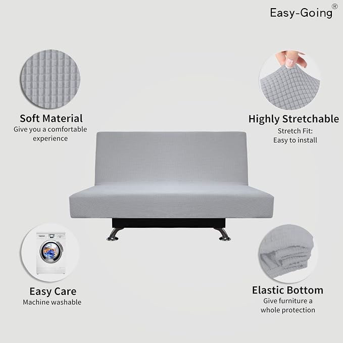 Easy-Going Stretch Futon Sofa Slipcover Armless Sofa Bed Cover Furniture - Image 3