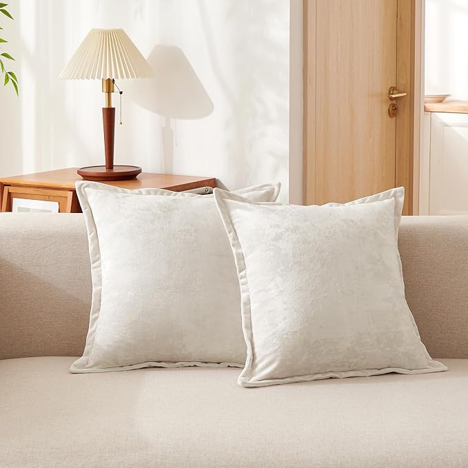 Luxurious Velvet Throw Pillow Covers 20x20 Set of 2 Decorative Pillow Covers by COCOPLOCEUS