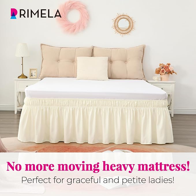 RIMELA Bed Skirt Queen Size 12 Inch Drop, Wrap Around Elastic Bedskirt Solid - Image 2
