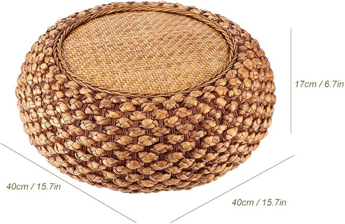 GLOGLOW Japanese Style Round Floor Cushion, Hand Woven Material - Image 8