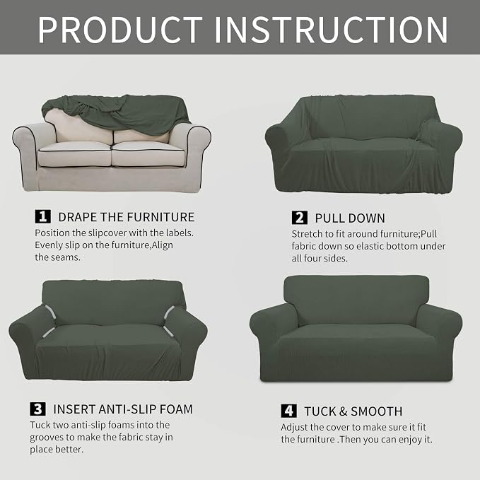 Easy-Going Stretch 4 Seater Sofa Slipcover 1-Piece Sofa Cover Furniture - Image 5