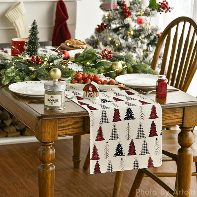 Artoid Mode Xmas Tree 2PCS Christmas Table Runner, Seasonal Winter Kitchen - Image 4