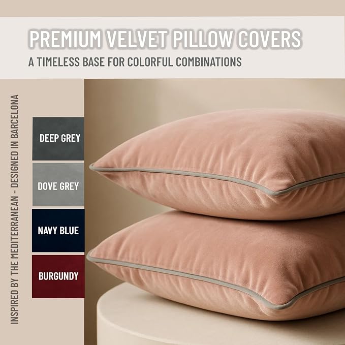 2 Pack Velvet Decorative Throw Pillow Covers, Contrast Piping, Indoor Use - Image 2