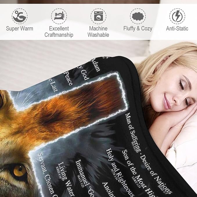 Christian Lion Blanket Scripture Jesus Throw Blanket Christian Gifts - Image 6