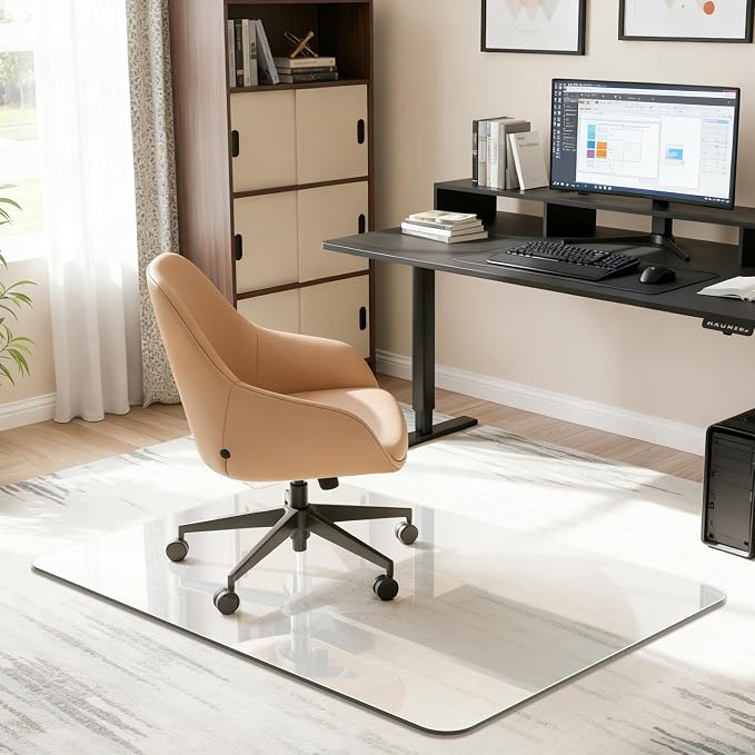 Antok Tempered Glass Chair Mat, Heavy Duty 0.2" Desk Chair Mat - Image 2