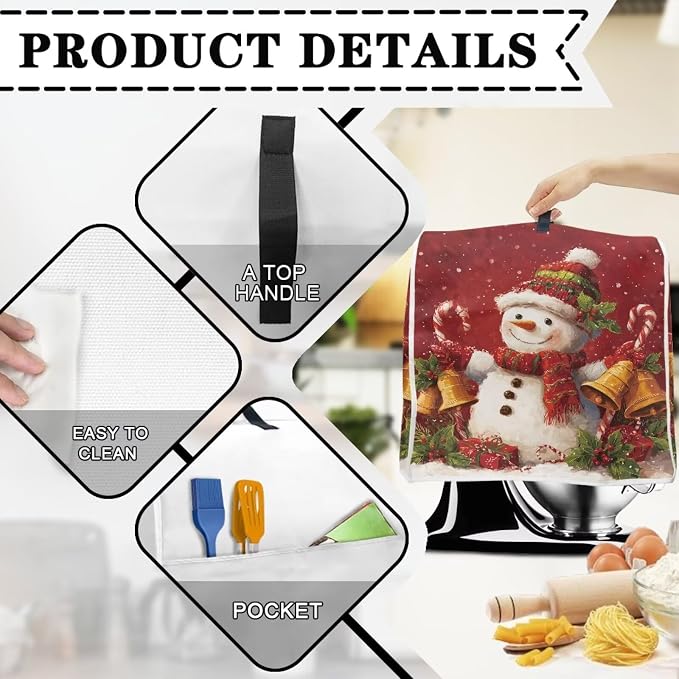 Christmas Stand Mixer Cover 6-8Qt Cute Mixer Cover Washable Anti-Stain - Image 5