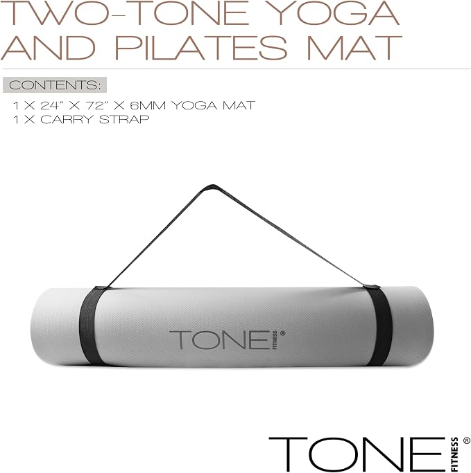 TONE Fitness Yoga Mat 1/4" Thick Non Slip Exercise & Pilates Mat - Image 3