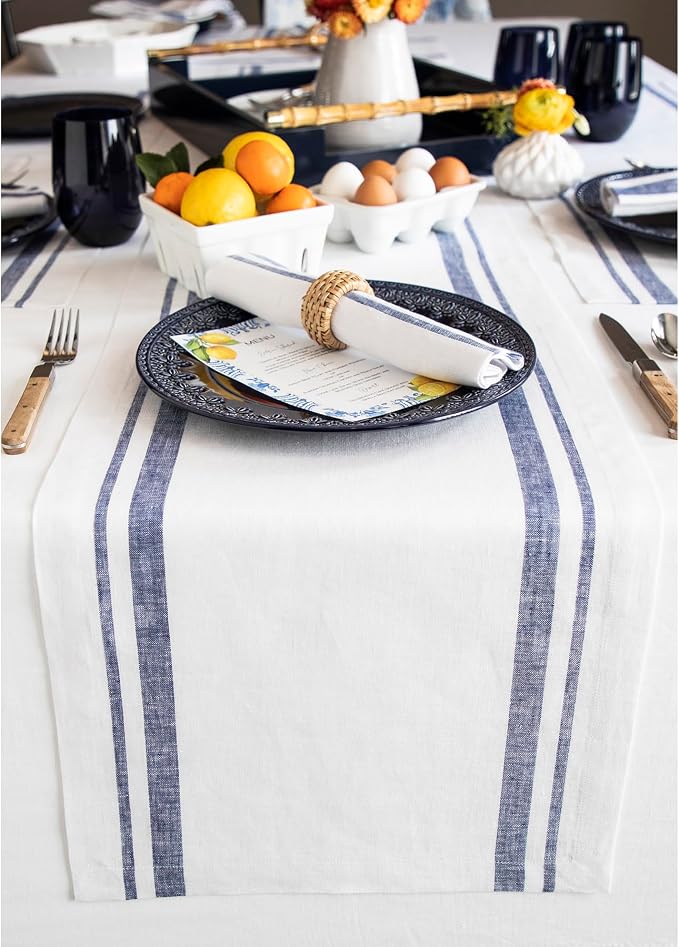 Solino Home Striped Linen Table Runner 36 Inches by SolinoHome