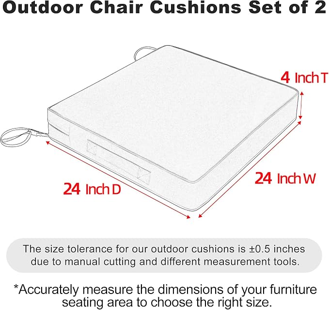 Favoyard Patio Chair Cushions 24 x 24 x 4 Inch Waterproof Outdoor Seat Cushions - Image 3