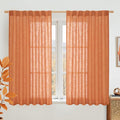 LAMIT Semi Sheer Linen Curtains 45 Inches Long, Light Filtering Panels Back Tab by LAMIT