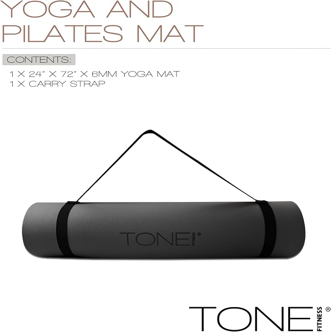 TONE Fitness Yoga Mat 1/4" Thick Non Slip Exercise & Pilates Mat - Image 3