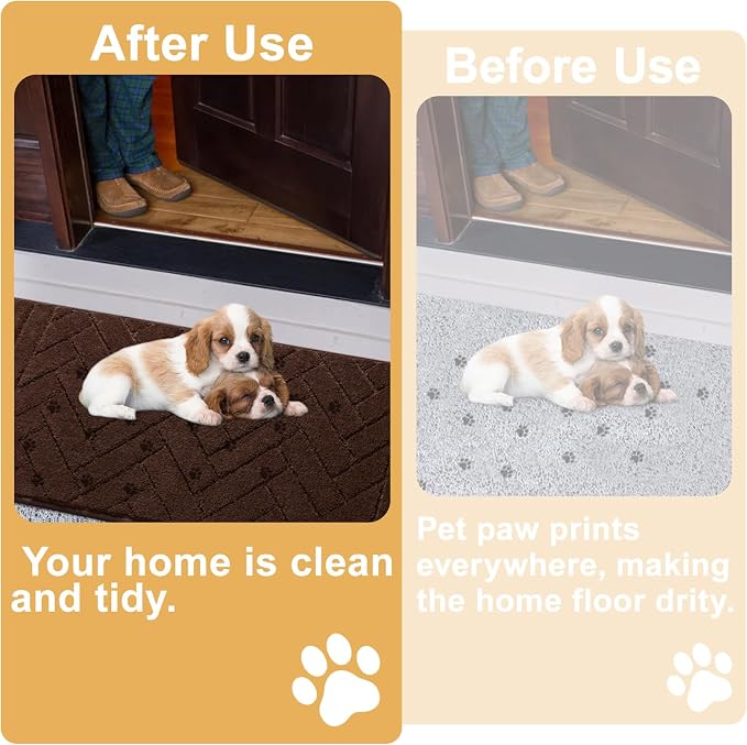 Tindbea Dog Mat for Muddy Paws, Absorbs Moisture Dirt Non-Slip Washable Mud Mat - Image 2
