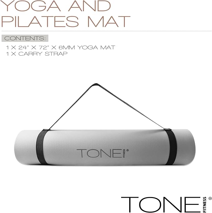 TONE Fitness Yoga Mat 1/4" Thick Non Slip Exercise & Pilates Mat - Image 3