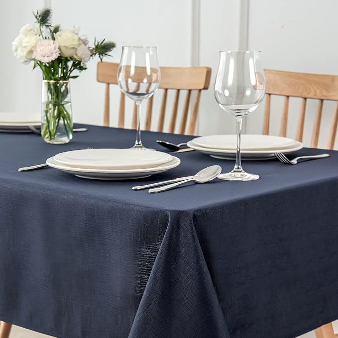 maxmill Faux Linen Textured Rectangle Tablecloth Water Resistant Wrinkle Free - Image 2