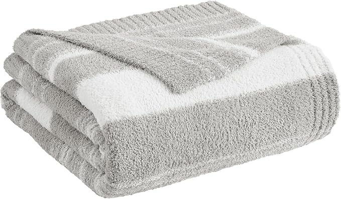 WRENGONGE Light Grey Throw Blanket, 50x70 Soft Cozy Striped Throw Blankets - Image 5