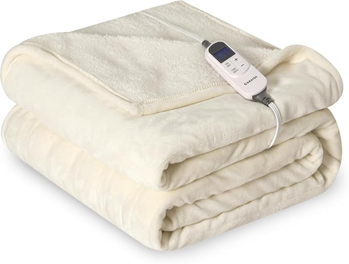 Heat Blanket 72”x84” Full Size, Soft Flannel & Sherpa Reversible Electric by Unknown