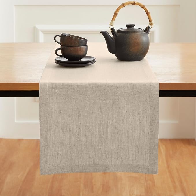 Solino Home Linen Light Natural Table Runner 48 Inches - Image 2