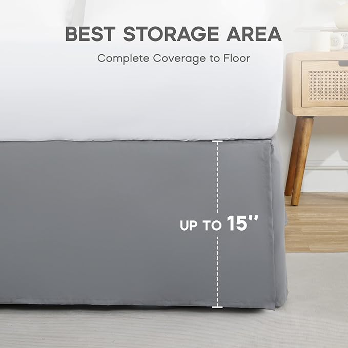 SONIVE King Bed Skirt, Classic Tailored Easy Fit Brushed Microfiber Skirts - Image 5