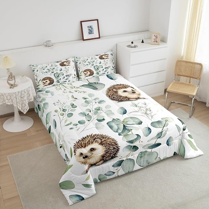 Erosebridal Cute Hedgehog Queen Size Comforter Set - Image 4