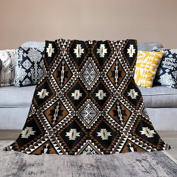 Rustic Western Throw Blanket, Southwestern Bohemian Ethnic Style Native Aztec - Image 6