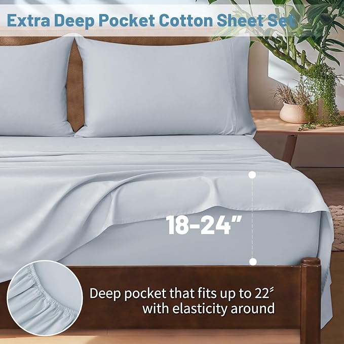 Extra Deep Pocket King Sheets 18-24 Inch 100% Egyptian Cotton 1000 Thread Count - Image 2
