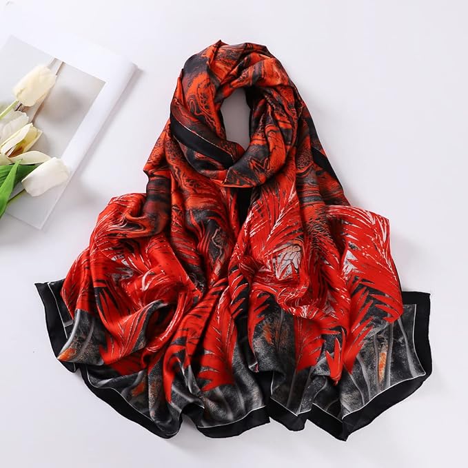Fashion Scarves Scarf 100% Silk Feeling Scarf Silk Like Scarves Long - Image 2