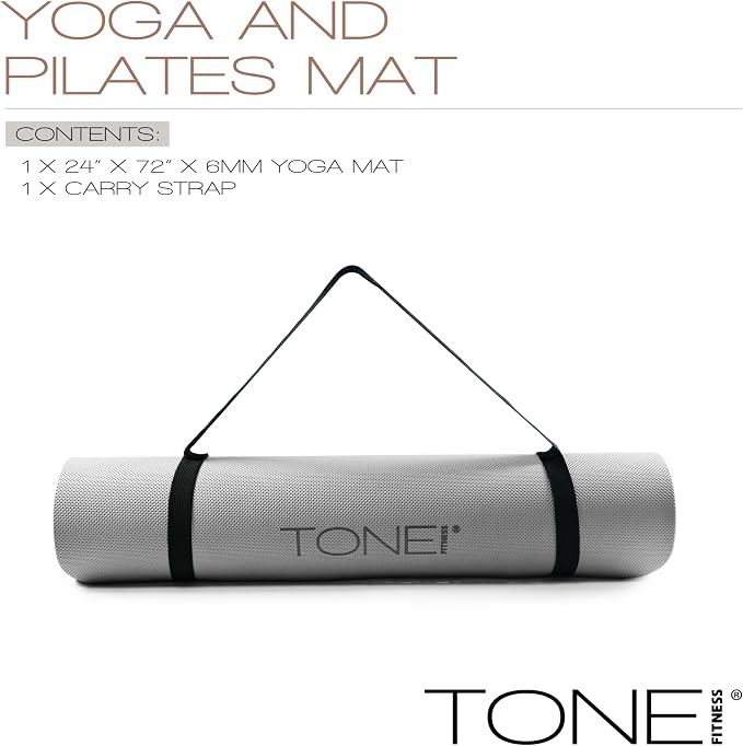 TONE Fitness Yoga Mat 1/4" Thick Non Slip Exercise & Pilates Mat - Image 3
