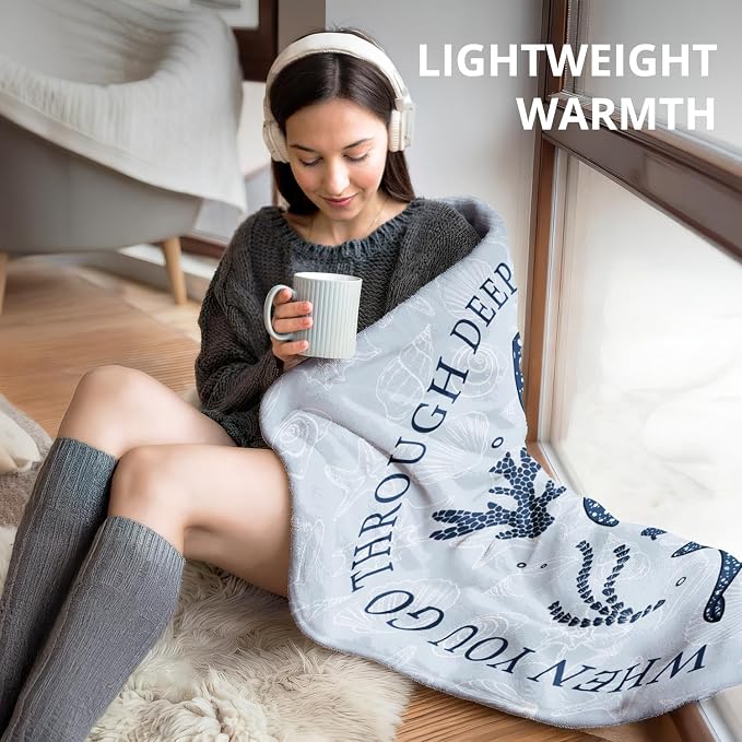 Christian Whale Blanket, Ocean Coastal Beach Bible Verse Throw Blankets - Image 6