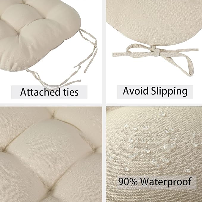 Outdoor Chair Cushions 19 x19 Inch, Water Resistant Tufted Seat Cushions 19" - Image 3