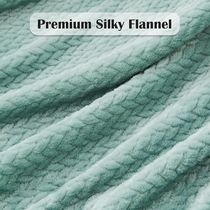 NEWCOSPLAY Super Soft Twin Blanket New Sage Green Premium Silky Flannel Fleece - Image 5
