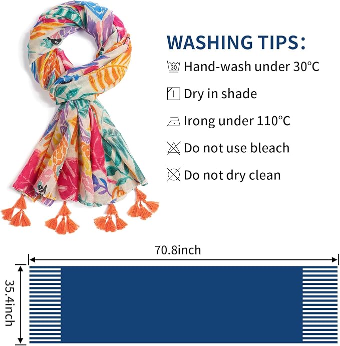 Scarf for Women Lightweight Soft Floral Leopard Printed Scarves Fall Winter - Image 3