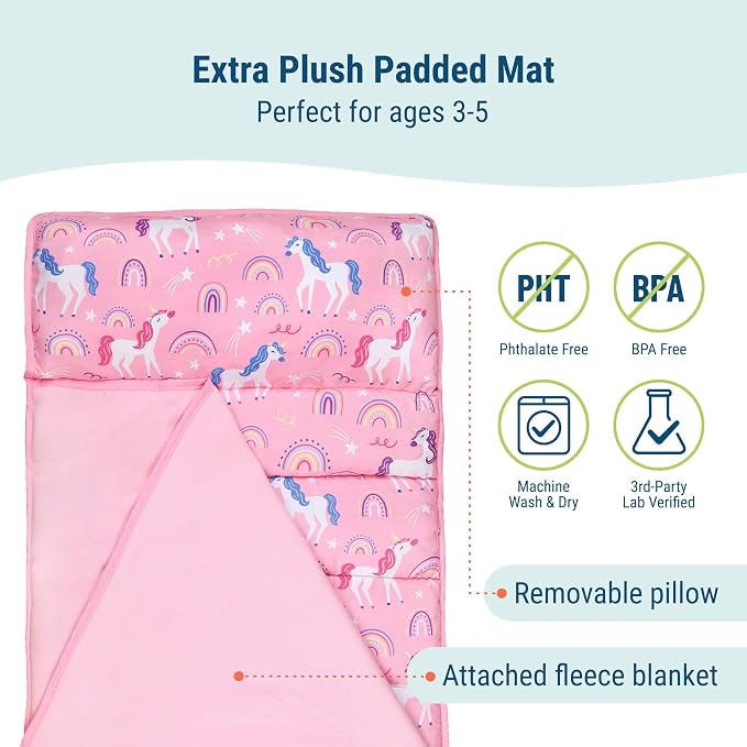 Wildkin 43-inch Kids Nap Mat – Soft Microfiber Toddler Sleeping Mat - Image 2