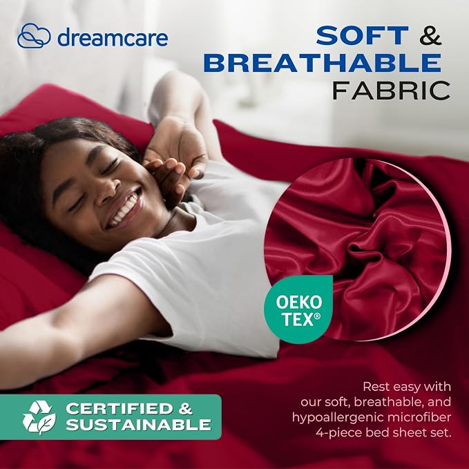 DREAMCARE King Size Sheets Set – 4 pcs Cooling Sheets – up to 21” Deep Pocket - Image 6
