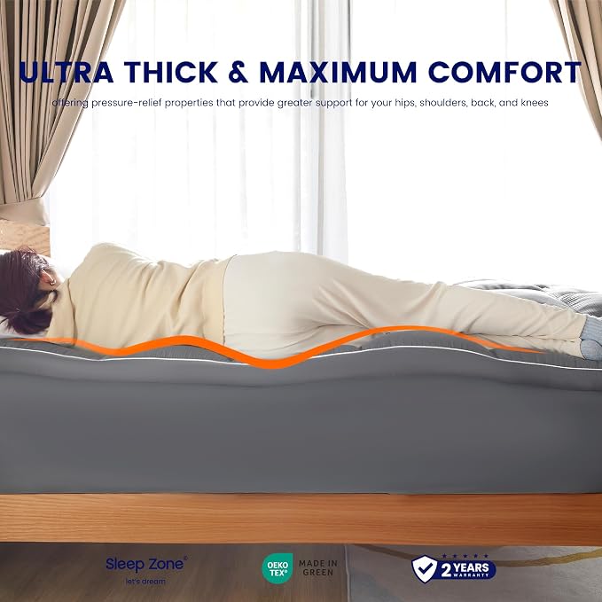 SLEEP ZONE Mattress Topper Queen Size, Extra Thick Fitted Mattress Pad - Image 6