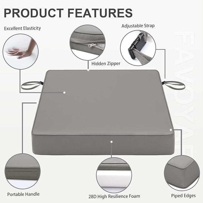 Favoyard Patio Chair Cushions 20 x 20 x 3 Inch Waterproof Outdoor Seat Cushions - Image 6