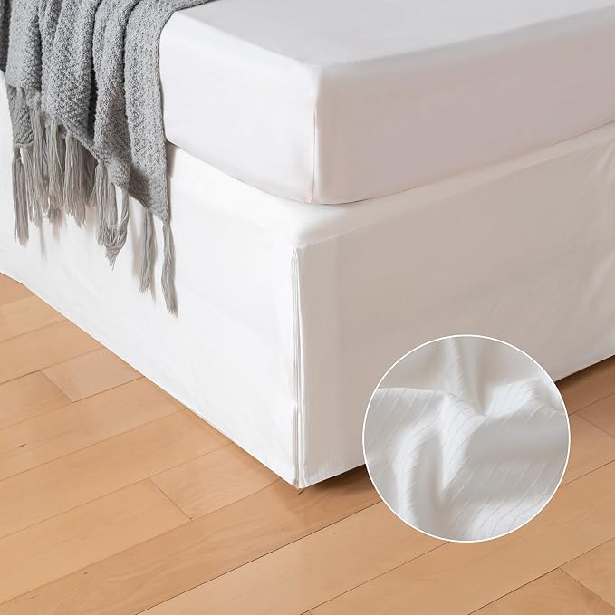 Queen Bed Skirt, Grid Plaid Soft Quadruple Pleated Ruffle Bed Skirt, Tailored - Image 2