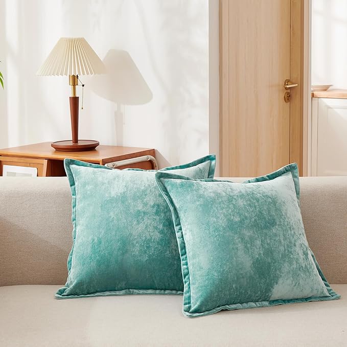 Luxurious Velvet Euro Shams Decorative Throw Pillow Covers 26x26 Set of 2 Solid - Image 7