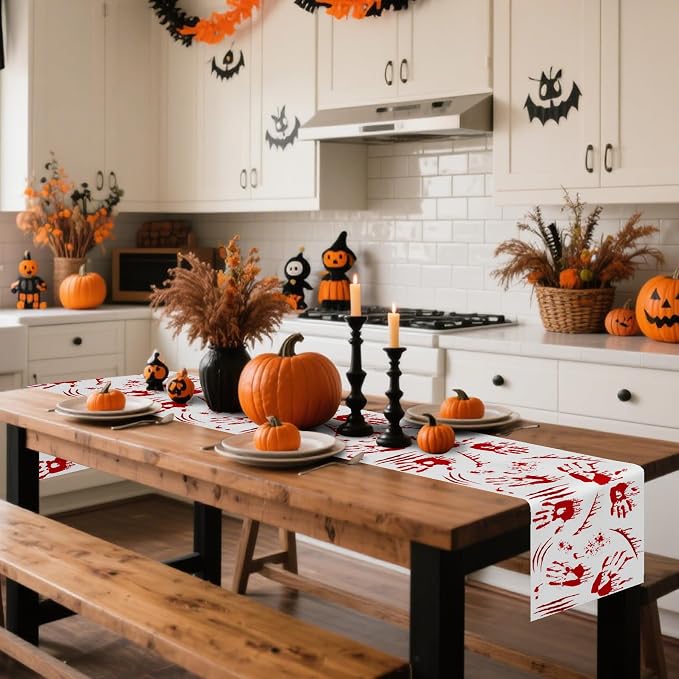 Happy Halloween Table Runner Scary Handprint Seasonal Holidays Indoor Outdoor - Image 2