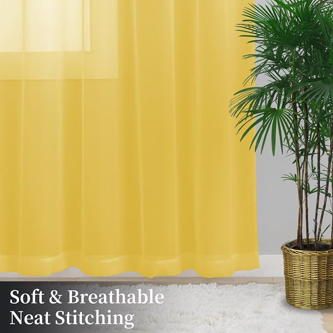 Sheer Curtains 45 Inches Long 2 Panels, Rod Pocket Short Curtain - Image 8