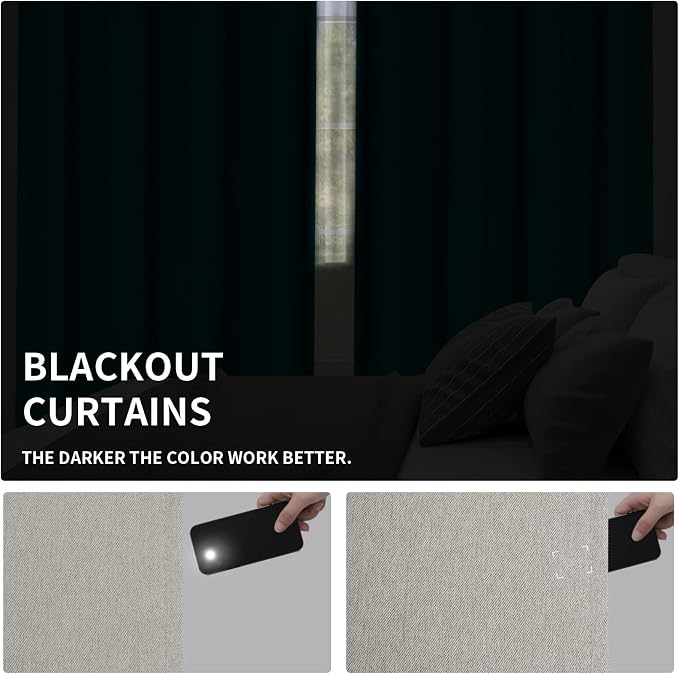 Easy-Going Linen Look Blackout Curtain 42x63 Inch Window Curtain Drapes - Image 6