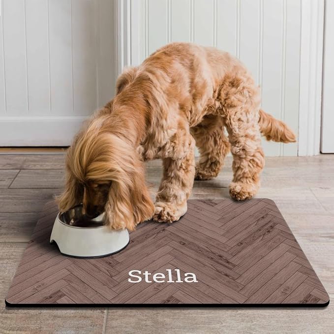 Personalized Dog Food Mat for Floors Absorbent, Custom Pet Cat Food Mat - Image 7